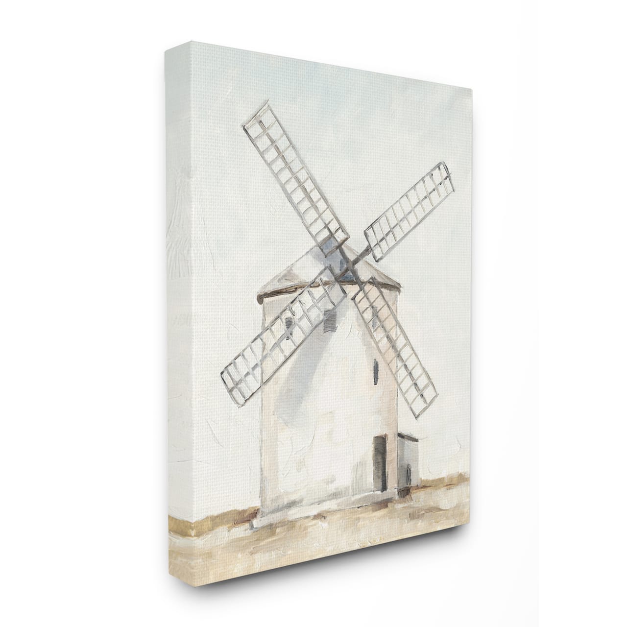Stupell Industries Neutral Blue & Brown Windmill Farm Landscape Wall Accent